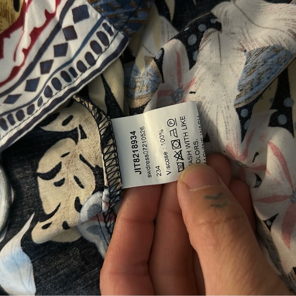 SHEIN Dark Blue Floral Mini Beach Dress Large - Picture 11 of 15